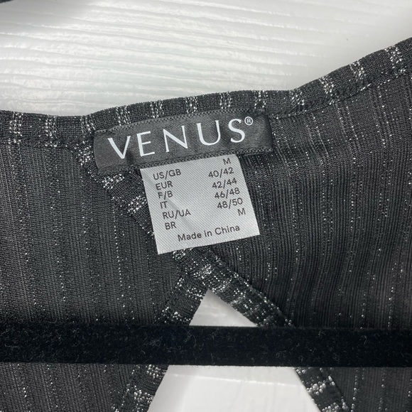 Venus Black Sparkly Ribbed bodysuit medium - Picture 2 of 4